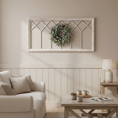 KSIZUIS Farmhouse Whitewashed Window Frame - 40"x20" Rustic Washable Wall Decor for Living Room