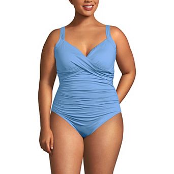 Women's Lands' End Sweetheart Underwire Wrap One-Piece Swimsuit