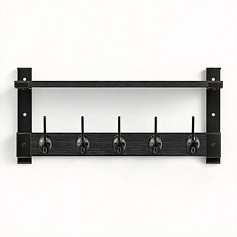 Coat Wall Shelf With Hooks for Entryway Storage 17”