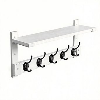 Coat Wall Shelf With Hooks for Entryway Storage 17”