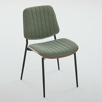 Mid Century Modern Dining Chairs with Upholstered Seat Bentwood Back and Metal Legs Set of 2