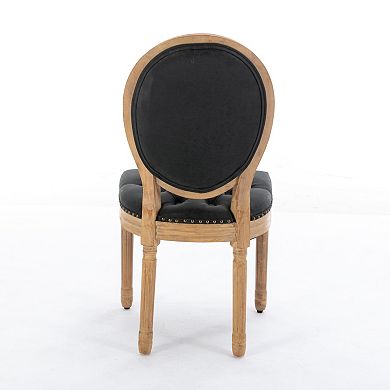 French Style Solid Wood Frame Dining Chair with PU Leather Upholstery and Nailhead Trim Set of 2