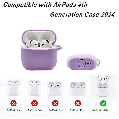 AirPods 4 Case, Soft Silicone, Fluffy Ball Keychain Purple