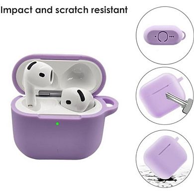 AirPods 4 Case, Soft Silicone, Fluffy Ball Keychain Purple