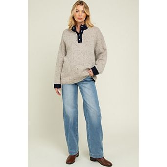 Maternity Medium Wash Baggy Straight Leg Maternity Jeans