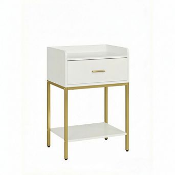 ZUQIETA 3 tier Nightstand with Storage Drawer & Shelf, Modern White End Table for Bedroom