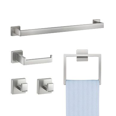 5-Piece Bathroom Hardware Set with Towel Bar and Hooks