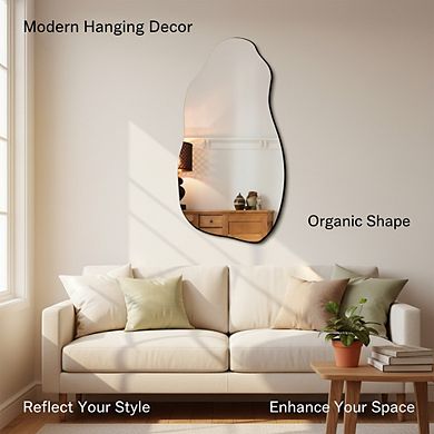 KSIZUIS Irregular Asymmetrical Wall Mirror - 32”x18” Modern Hanging Decor for Living Room & Entryway