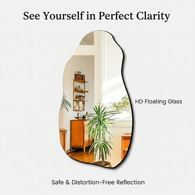 KSIZUIS Irregular Asymmetrical Wall Mirror - 32”x18” Modern Hanging Decor for Living Room & Entryway