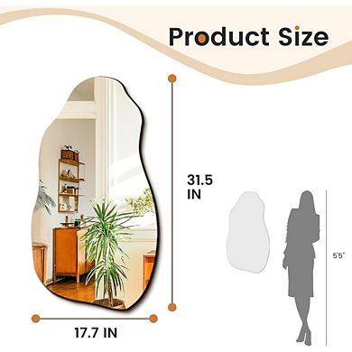KSIZUIS Irregular Asymmetrical Wall Mirror - 32”x18” Modern Hanging Decor for Living Room & Entryway