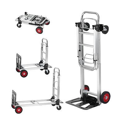 Aluminum Folding Hand Truck 2 in 1 Design 400 lbs Capacity Dolly Cart with Rubber Wheels