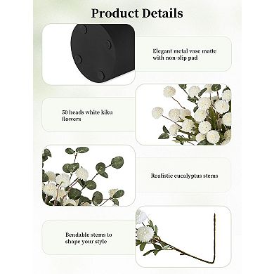 Artificial Mum in Vase Home Centerpiece 12 stems