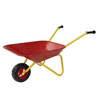 Children's Metal Wheelbarrow Metal Structure Wheelbarrow Steel Tray Red