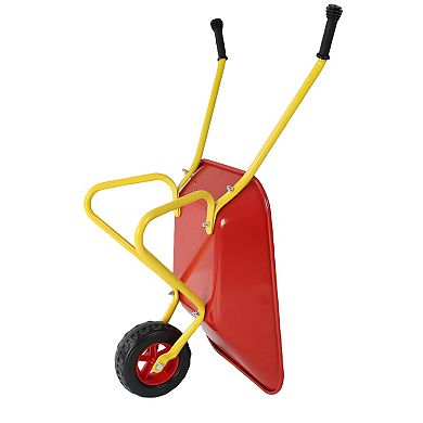 Children's Metal Wheelbarrow Metal Structure Wheelbarrow Steel Tray Red