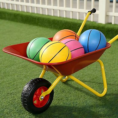Children's Metal Wheelbarrow Metal Structure Wheelbarrow Steel Tray Red