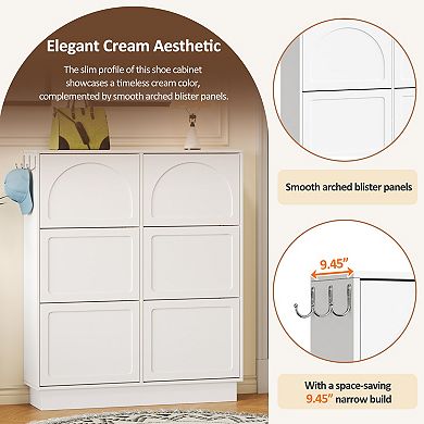Modern Elegant Narrow Tipping Bucket Shoe Cabinet with 6 Flip Drawers