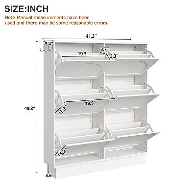 Modern Elegant Narrow Tipping Bucket Shoe Cabinet with 6 Flip Drawers