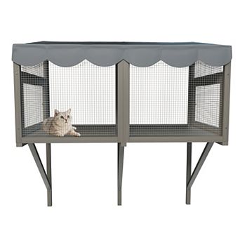 Cat Window Perch House, Indoor Cat Exclusive Window Enclosure, Expandable, Gray