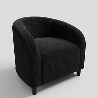 White Sherpa Barrel Accent Chair,Comfy Club Armchair with Cushion for Living Room Bedroom Home Decor