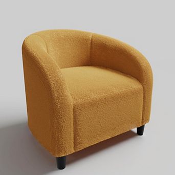 White Sherpa Barrel Accent Chair,Comfy Club Armchair with Cushion for Living Room Bedroom Home Decor