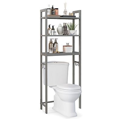 Over The bath fixture Storage Shelf Space Saving Metal Bathroom Organizer with Hooks