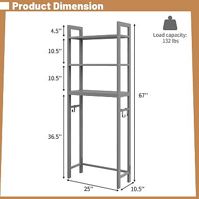 Over The bath fixture Storage Shelf Space Saving Metal Bathroom Organizer with Hooks