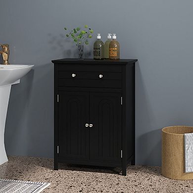 2-Door Freestanding Bathroom Storage Cabinet with Drawer and Adjustable Shelf