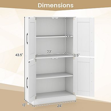 43.5 Inch Bathroom Storage Cabinet with Doors and Adjustable Shelves