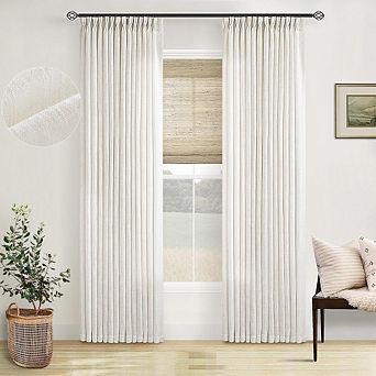 KSIZUIS Boho Farmhouse Linen Curtains - 96” Light Filtering, Pinch Pleat with Hooks, Cream