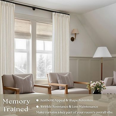 KSIZUIS Boho Farmhouse Linen Curtains - 96” Light Filtering, Pinch Pleat with Hooks, Cream