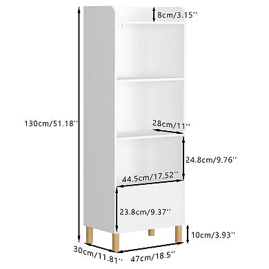 Kids' 4-Tier Bookshelf, Children's Book Display Rack, Bookcase & Toy Storage Cabinet, White