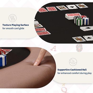 8 Player Round Folding Poker Table with Cup Holders