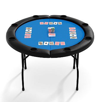 8 Player Round Folding Poker Table with Cup Holders
