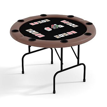 8 Player Round Folding Poker Table with Cup Holders