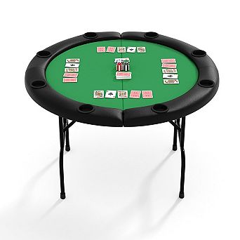 8 Player Round Folding Poker Table with Cup Holders