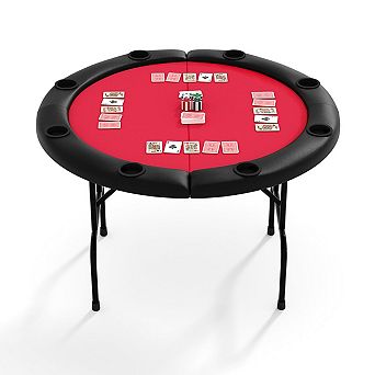 8 Player Round Folding Poker Table with Cup Holders