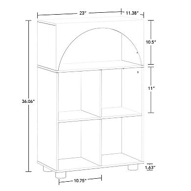 RiverRidge Home Curve Appeal 23-inch 4-Cubby Bookcase with Fabric Cube Bins