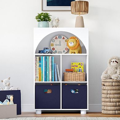 RiverRidge Home Curve Appeal 23-inch 4-Cubby Bookcase with Fabric Cube Bins