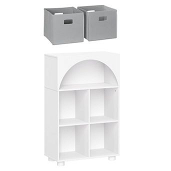 RiverRidge Home Curve Appeal 23-inch 4-Cubby Bookcase with Fabric Cube Bins