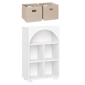 RiverRidge Home Curve Appeal 23-inch 4-Cubby Bookcase with Fabric Cube Bins