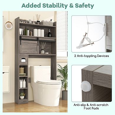 Over The bath fixture Storage Cabinet with Sliding Barn Door and Adjustable Shelves