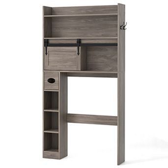 Over The bath fixture Storage Cabinet with Sliding Barn Door and Adjustable Shelves