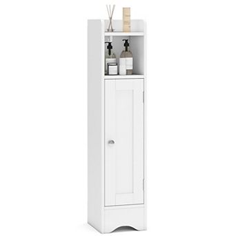 Slim Corner Bathroom Storage Cabinet with Door and Adjustable Shelves