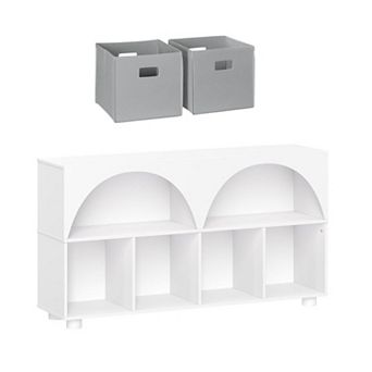RiverRidge Home Curve Appeal 46-inch 4-Cubby Bookcase with Fabric Cube Bins