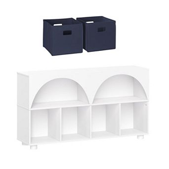 RiverRidge Home Curve Appeal 46-inch 4-Cubby Bookcase with Fabric Cube Bins