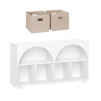 RiverRidge Home Curve Appeal 46-inch 4-Cubby Bookcase with Fabric Cube Bins