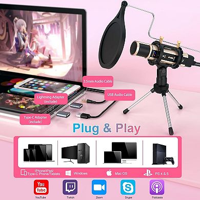 USB Condenser Microphone k08-2s-fba and A68 Pro Black