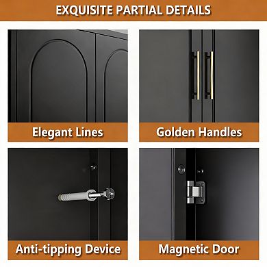 Eco-Friendly Wall Cabinet for Living/Kitchen/Bathroom - 15"x32"x16", 180 LBS