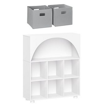 RiverRidge Home Curve Appeal 35-inch 6-Cubby Bookcase with Fabric Cube Bins