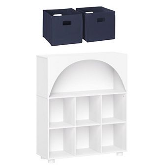 RiverRidge Home Curve Appeal 35-inch 6-Cubby Bookcase with Fabric Cube Bins